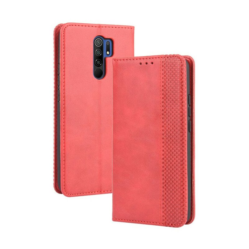 Schutzhülle Für Xiaomi Redmi 9 Flip Case Stilisierter Vintage-ledereffekt