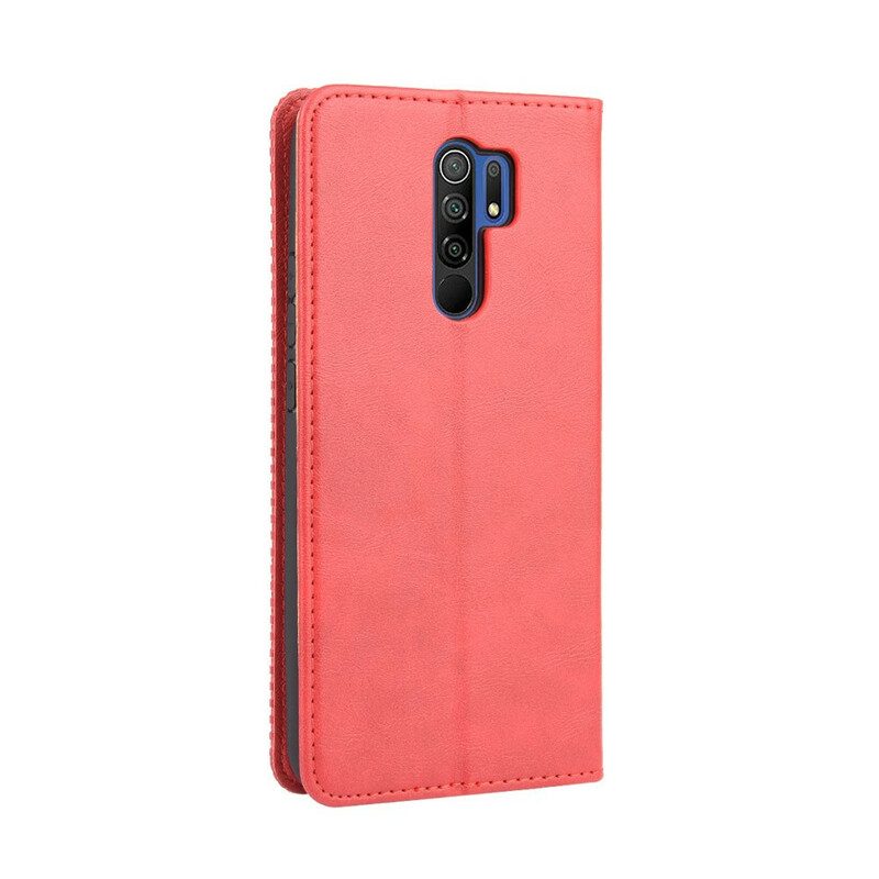 Schutzhülle Für Xiaomi Redmi 9 Flip Case Stilisierter Vintage-ledereffekt