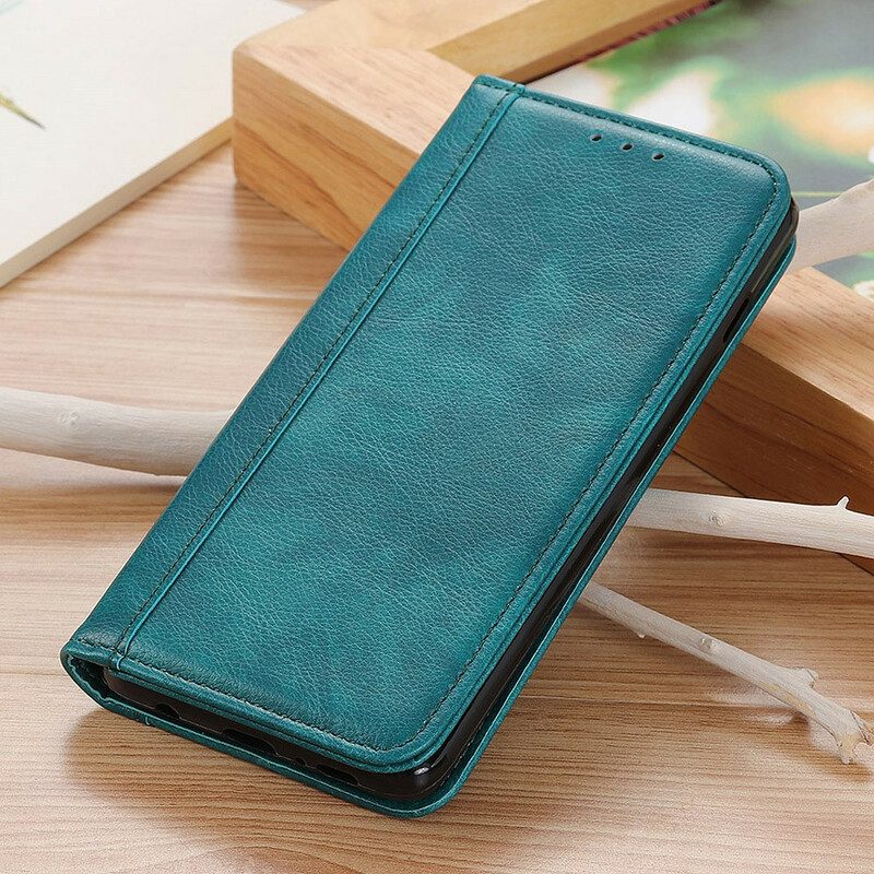 Schutzhülle Für Xiaomi Redmi 9 Flip Case Version Aus Litschi-spaltleder