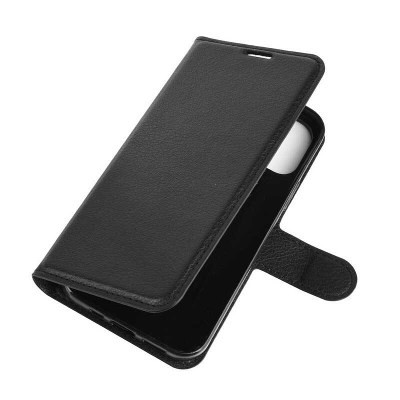 Flip Case Für iPhone 12 Mini Klassischer Litschi-ledereffekt