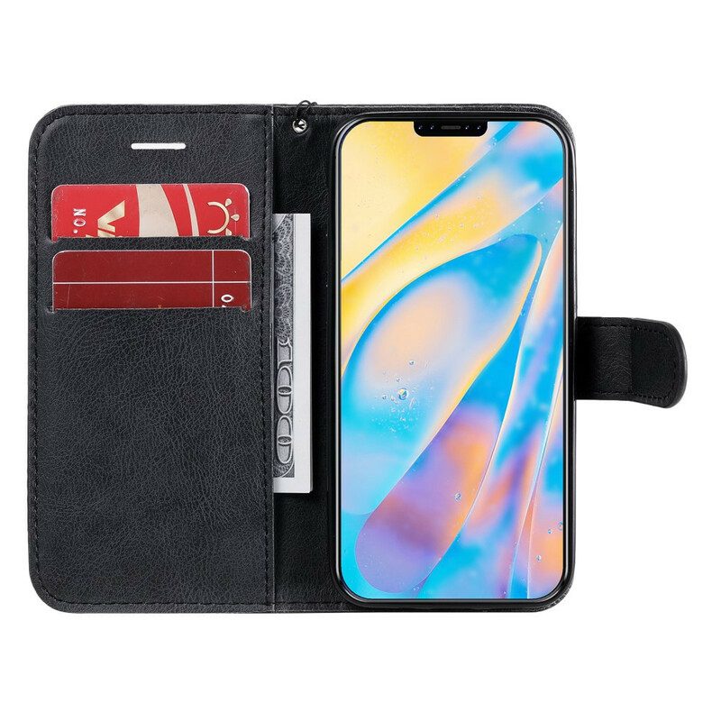 Flip Case Für iPhone 12 Mini Mit Kordel Einfarbige Riemchenserie