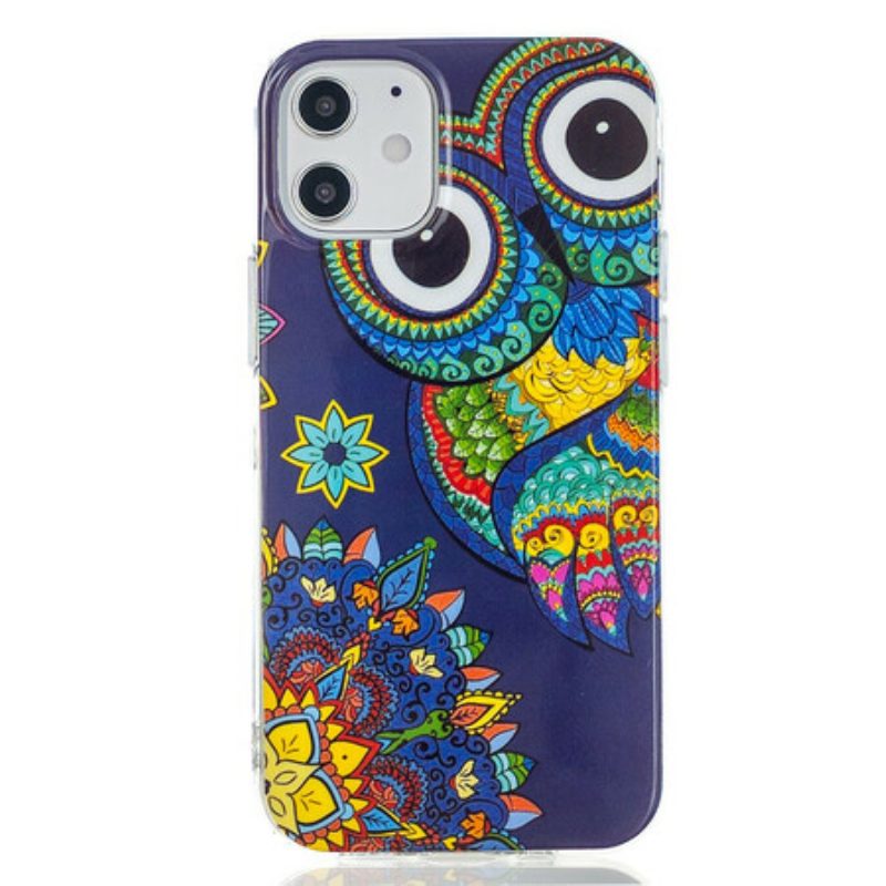 Handyhülle Für iPhone 12 Mini Fluoreszierendes Eulen-mandala