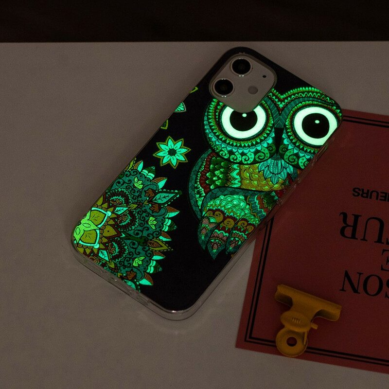 Handyhülle Für iPhone 12 Mini Fluoreszierendes Eulen-mandala