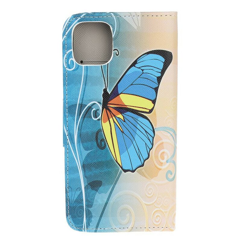 Lederhüllen Für iPhone 12 Mini Bunter Schmetterling