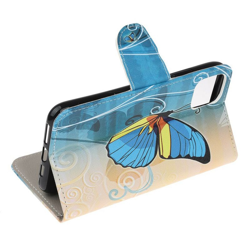 Lederhüllen Für iPhone 12 Mini Bunter Schmetterling