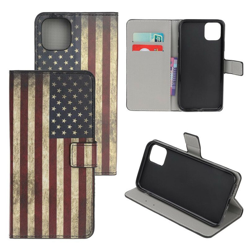 Lederhüllen Für iPhone 12 Mini Us Flagge