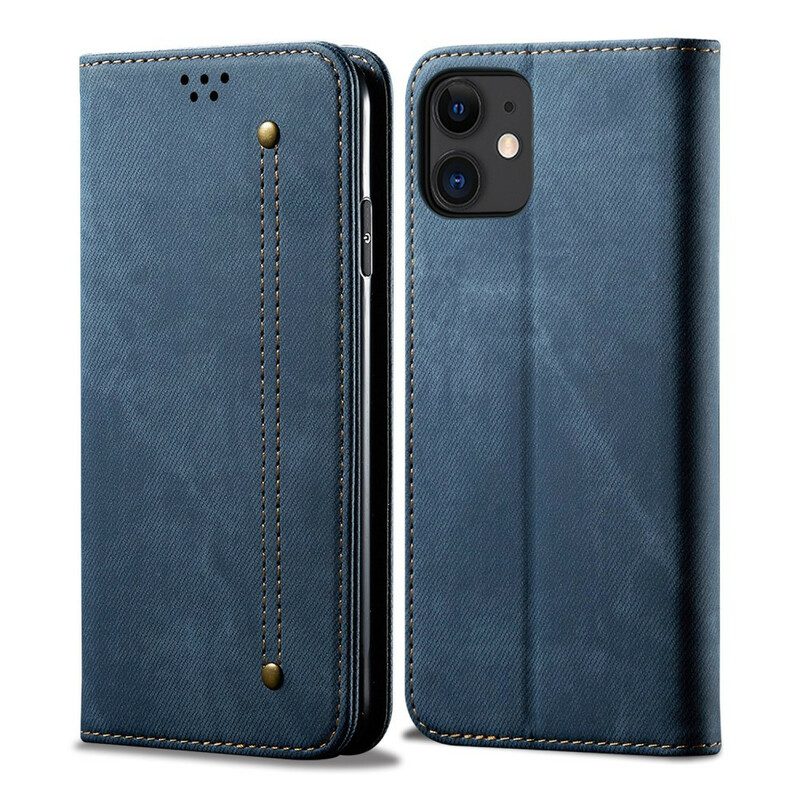 Schutzhülle Für iPhone 12 Mini Flip Case Kunstleder-jeans-textur