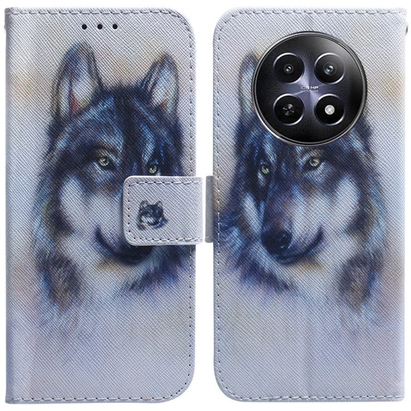 Lederhüllen Für Realme 12 / 12x 5g Wolf-aquarell