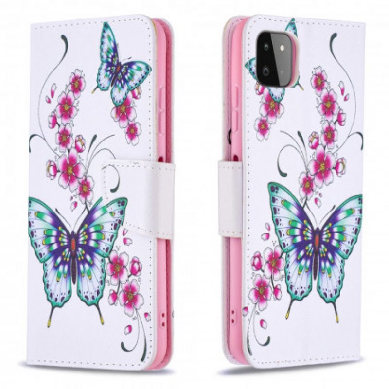 Flip Case Für Samsung Galaxy A22 5G Aquarell-schmetterlinge