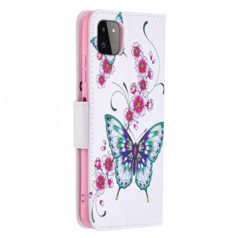 Flip Case Für Samsung Galaxy A22 5G Aquarell-schmetterlinge