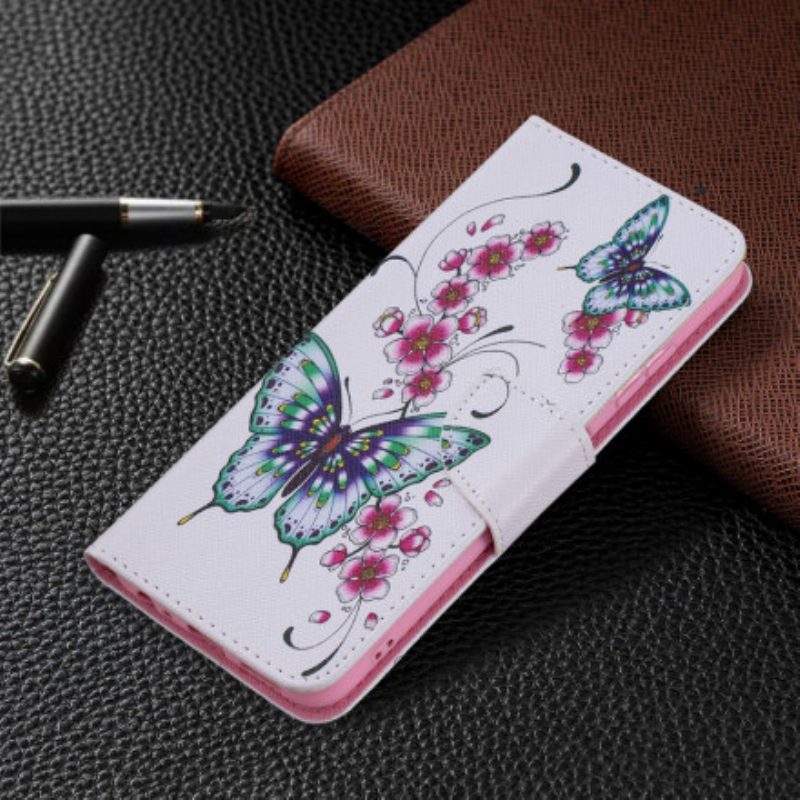 Flip Case Für Samsung Galaxy A22 5G Aquarell-schmetterlinge