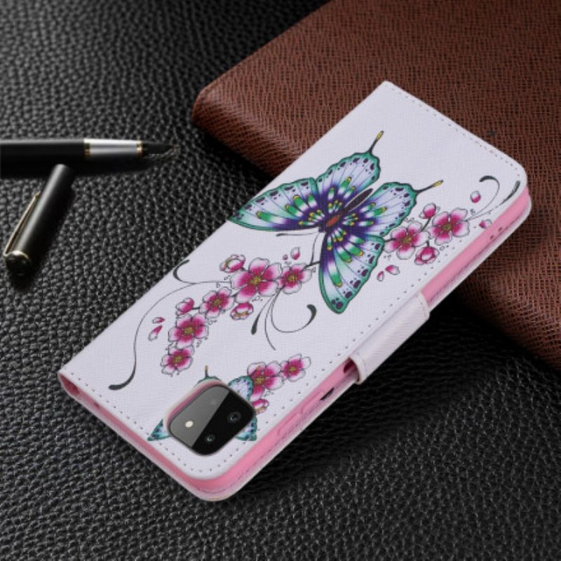 Flip Case Für Samsung Galaxy A22 5G Aquarell-schmetterlinge