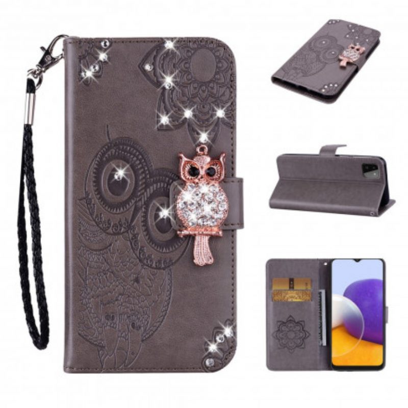 Flip Case Für Samsung Galaxy A22 5G Eulen-mandala Und Charme