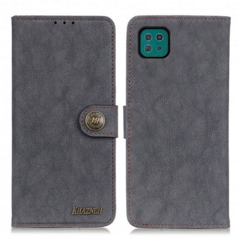 Flip Case Für Samsung Galaxy A22 5G Khazneh Retro-split-kunstleder