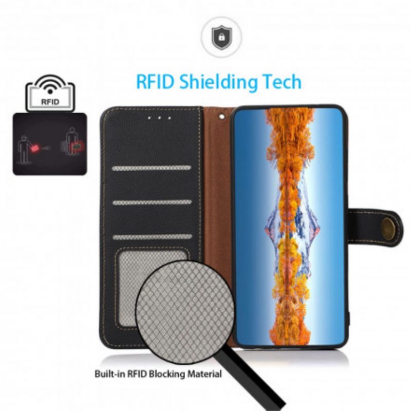 Flip Case Für Samsung Galaxy A22 5G Khazneh Rfid-echtleder