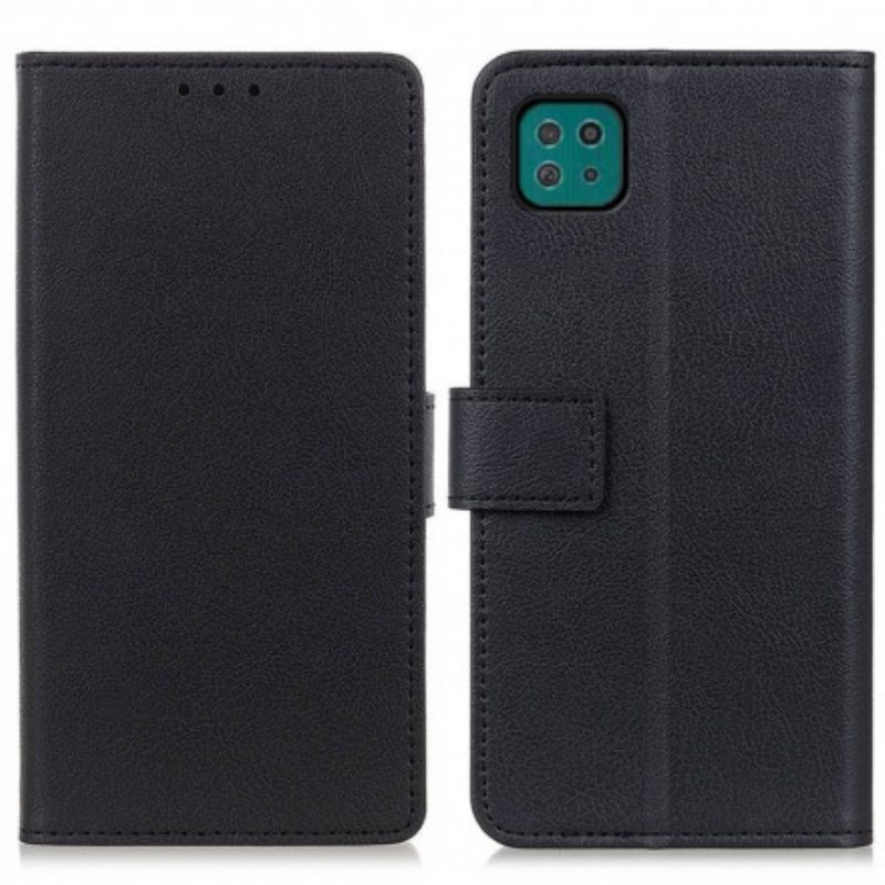 Flip Case Für Samsung Galaxy A22 5G Klassischer Glänzender Ledereffekt