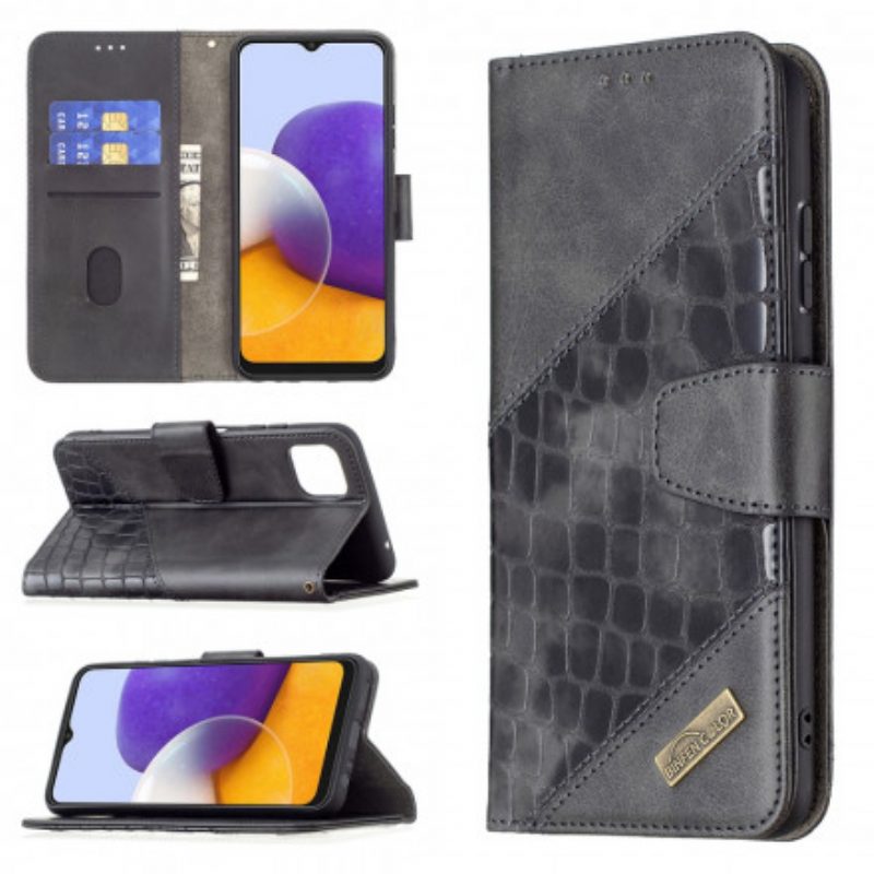 Flip Case Für Samsung Galaxy A22 5G Klassischer Krokodilleder-effekt