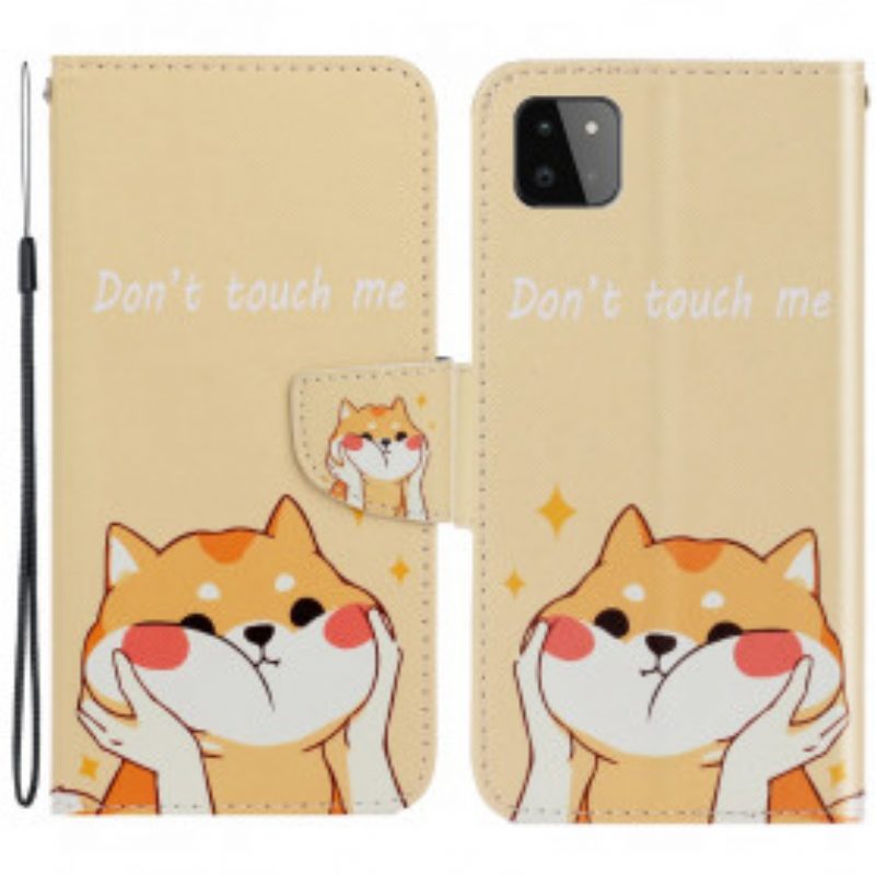 Flip Case Für Samsung Galaxy A22 5G Mit Kordel Katze. Fass Mich Nicht Mit Riemen An