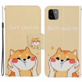 Flip Case Für Samsung Galaxy A22 5G Mit Kordel Katze. Fass Mich Nicht Mit Riemen An