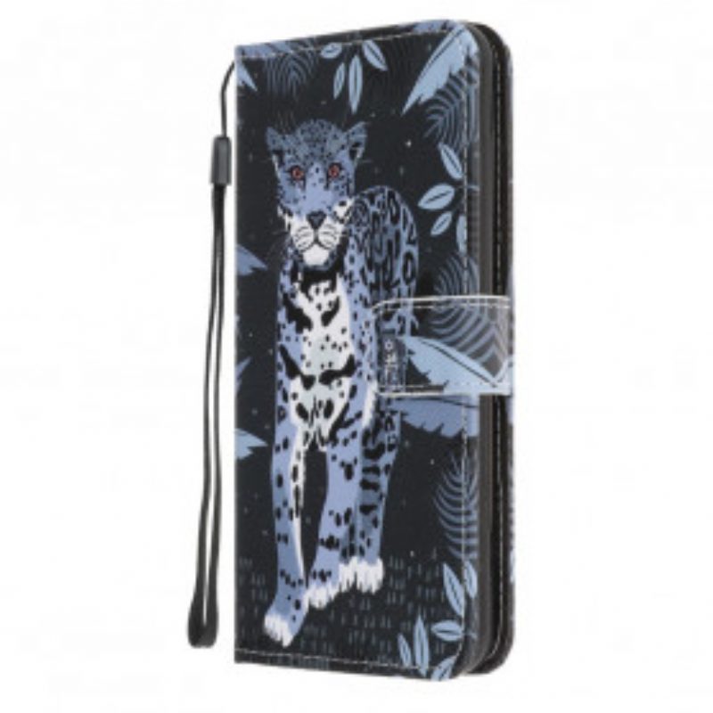 Flip Case Für Samsung Galaxy A22 5G Mit Kordel Riemchen-leopard