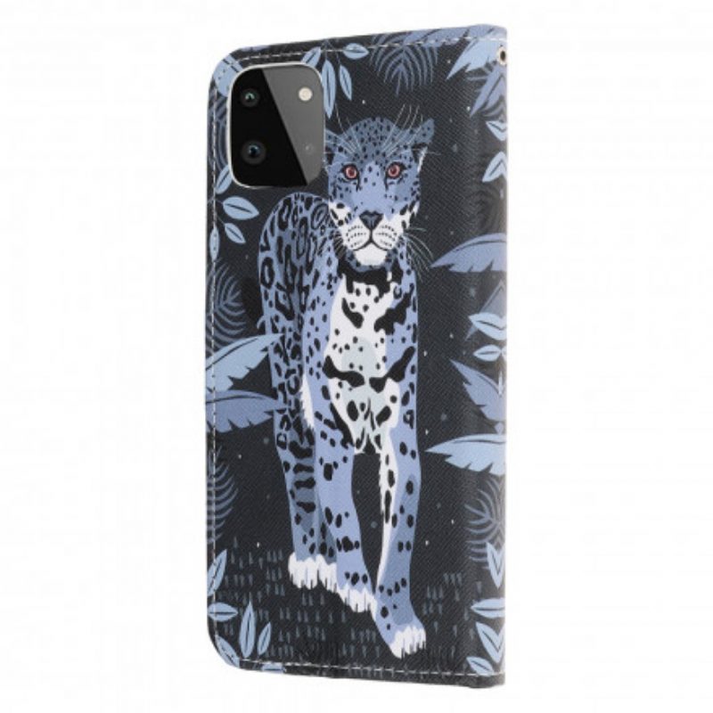 Flip Case Für Samsung Galaxy A22 5G Mit Kordel Riemchen-leopard