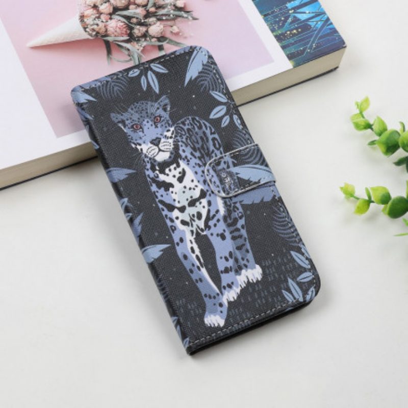 Flip Case Für Samsung Galaxy A22 5G Mit Kordel Riemchen-leopard