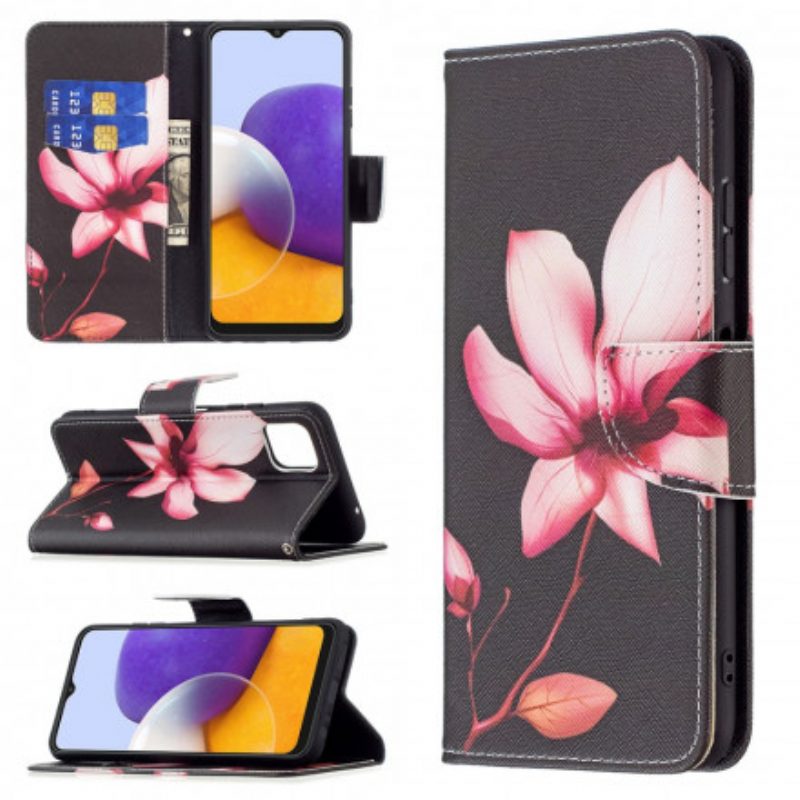 Flip Case Für Samsung Galaxy A22 5G Pinke Blume