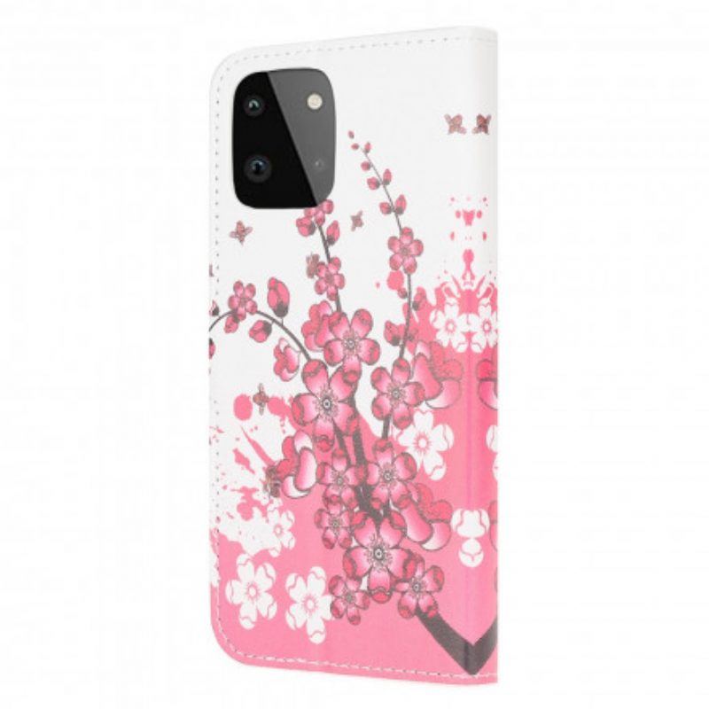 Flip Case Für Samsung Galaxy A22 5G Tropische Blumen