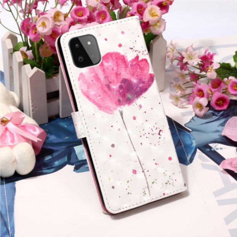 Handyhülle Lederhüllen Für Samsung Galaxy A22 5G Aquarellmohn