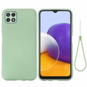 Hülle Für Samsung Galaxy A22 5G Flüssigsilikon Mit Lanyard