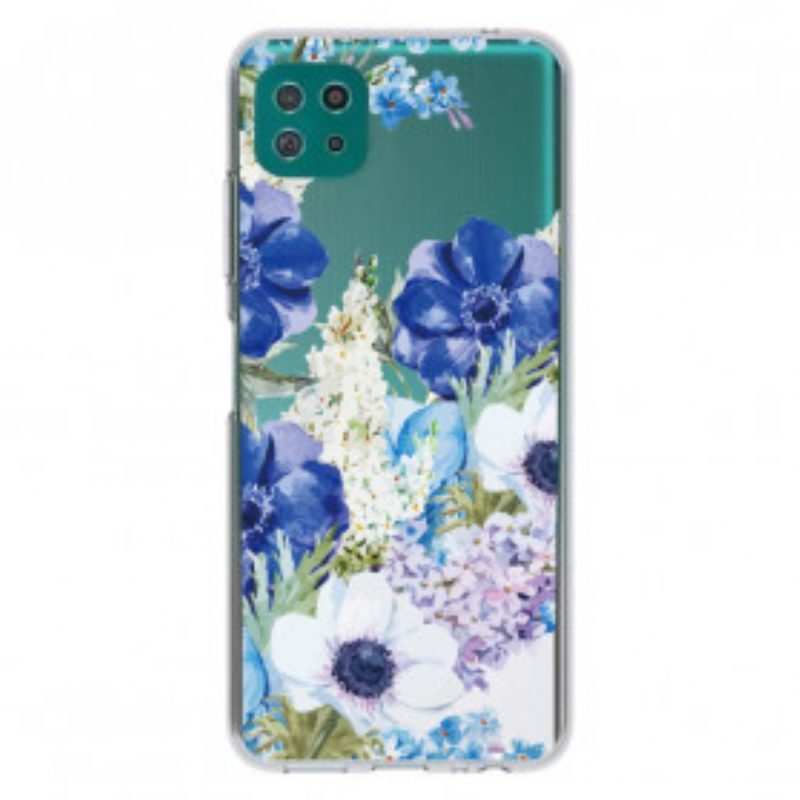 Hülle Für Samsung Galaxy A22 5G Nahtlose Aquarellblaue Blumen