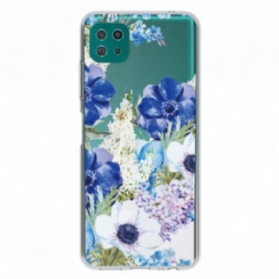 Hülle Für Samsung Galaxy A22 5G Nahtlose Aquarellblaue Blumen