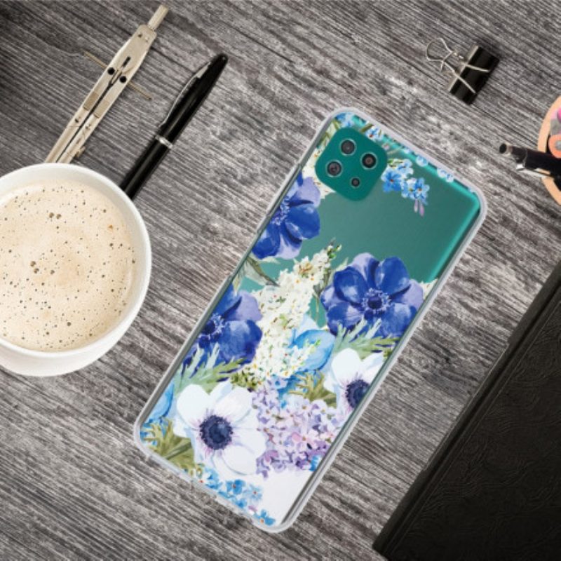 Hülle Für Samsung Galaxy A22 5G Nahtlose Aquarellblaue Blumen