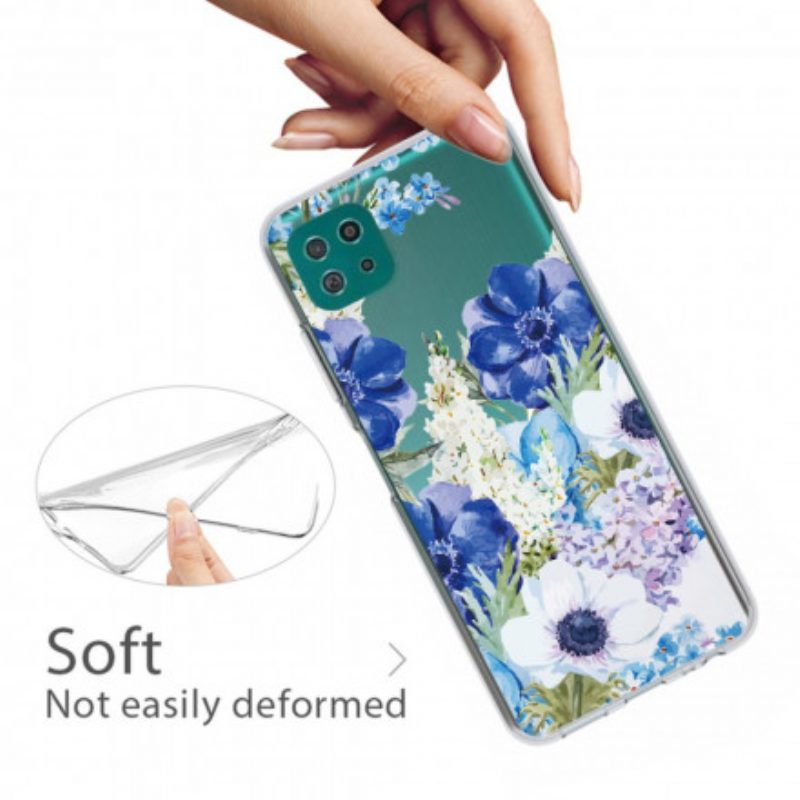 Hülle Für Samsung Galaxy A22 5G Nahtlose Aquarellblaue Blumen