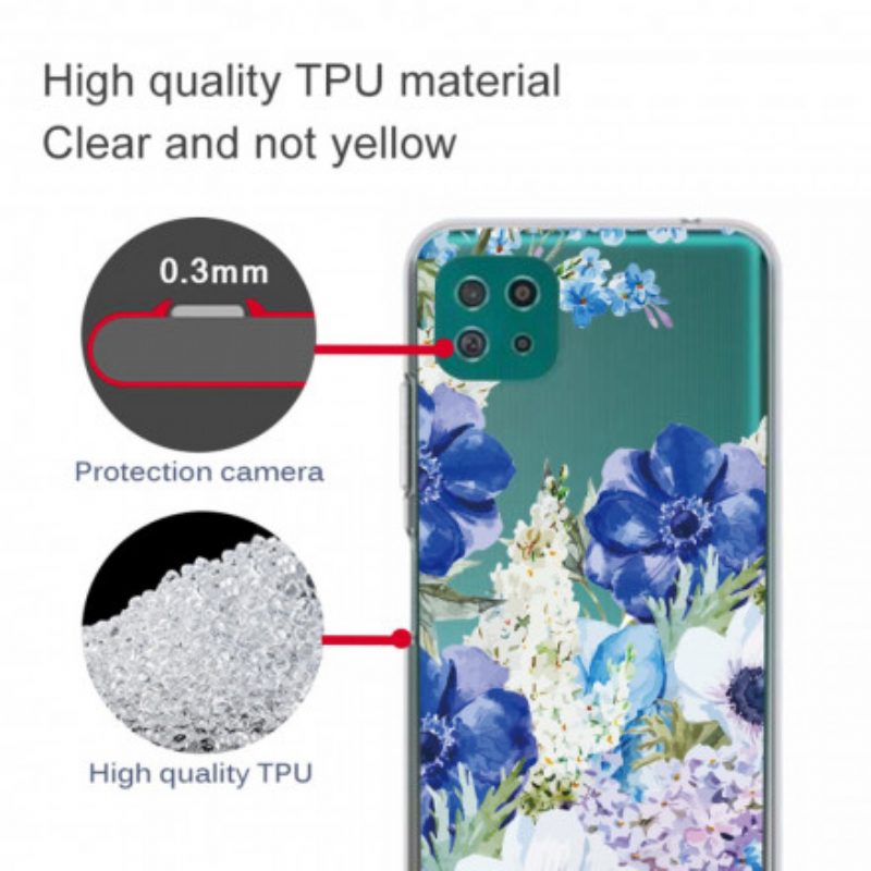 Hülle Für Samsung Galaxy A22 5G Nahtlose Aquarellblaue Blumen