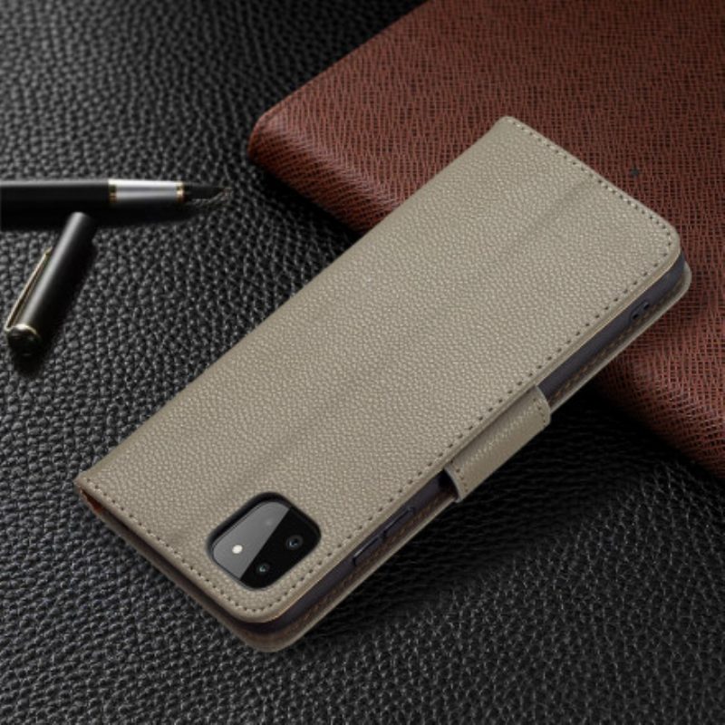 Lederhüllen Für Samsung Galaxy A22 5G Flip Case Lychee Rabat Oblique