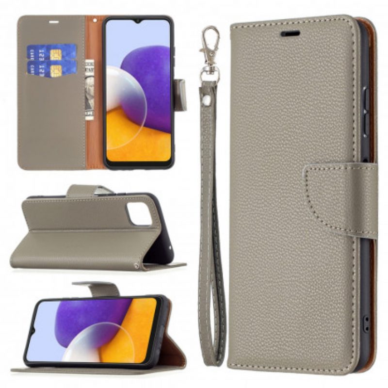 Lederhüllen Für Samsung Galaxy A22 5G Flip Case Lychee Rabat Oblique