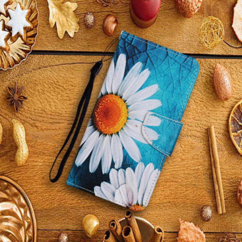 Lederhüllen Für Samsung Galaxy A22 5G Meisterhafte Blumen Mit Riemen