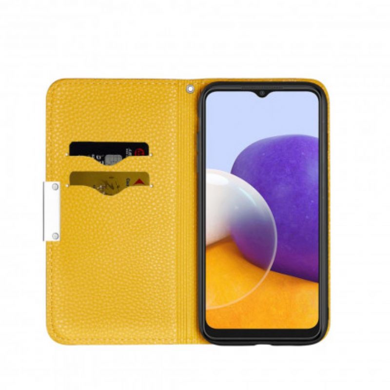 Schutzhülle Für Samsung Galaxy A22 5G Flip Case Kunstleder Litschi Ultra Chic