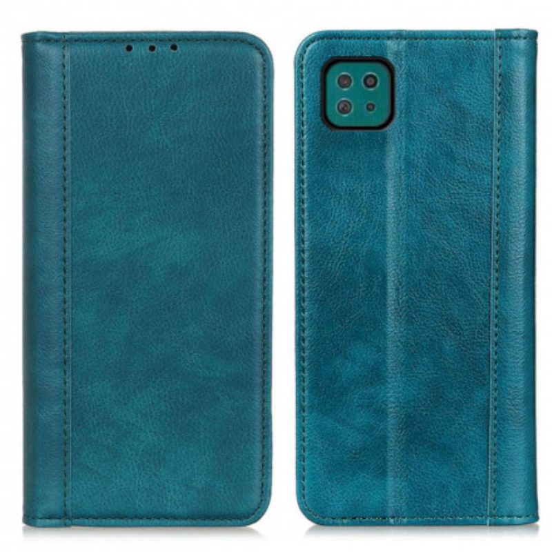 Schutzhülle Für Samsung Galaxy A22 5G Flip Case Version Aus Litschi-spaltleder