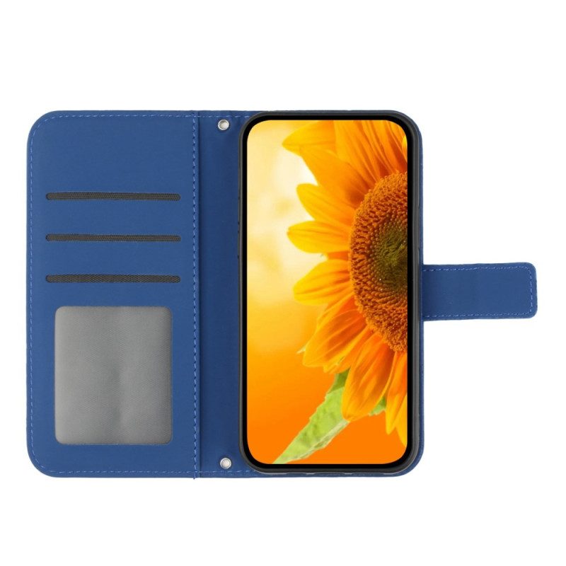 Flip Case Für Xiaomi 13 Blume Mit Schultergurt