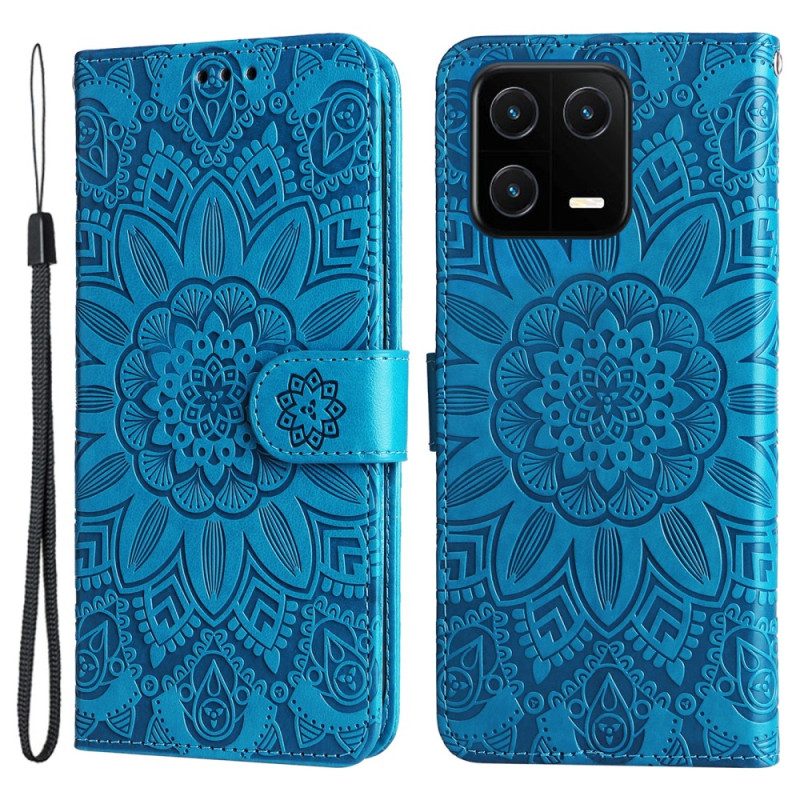 Flip Case Für Xiaomi 13 Mandala-sonne Mit Schlüsselband