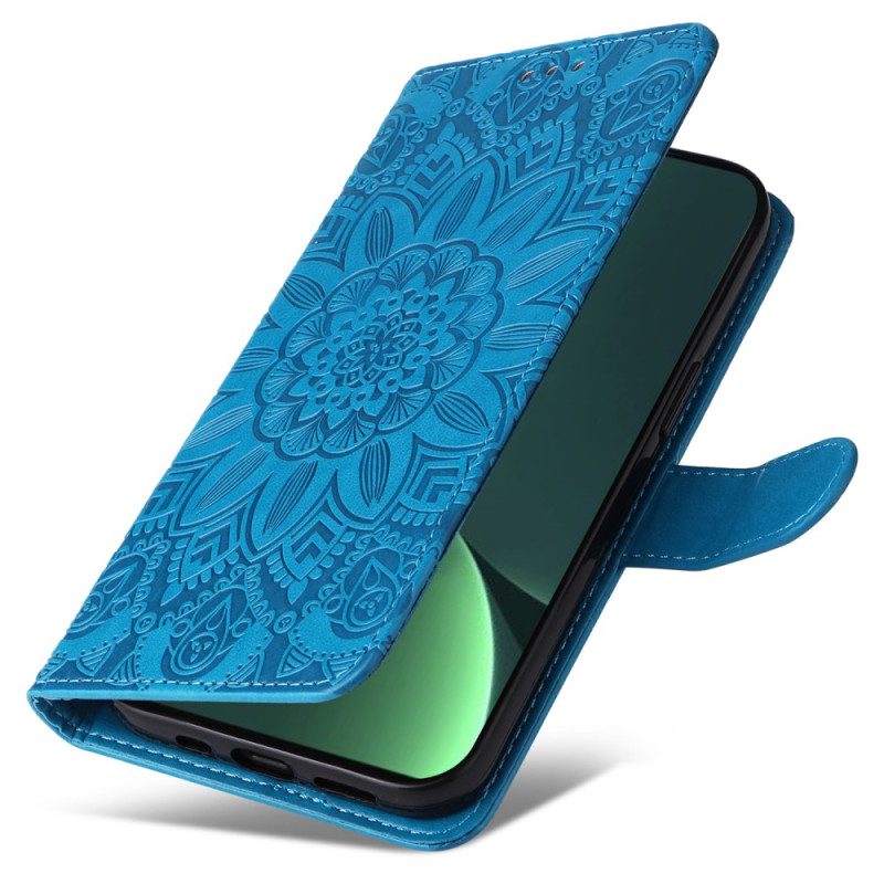 Flip Case Für Xiaomi 13 Mandala-sonne Mit Schlüsselband