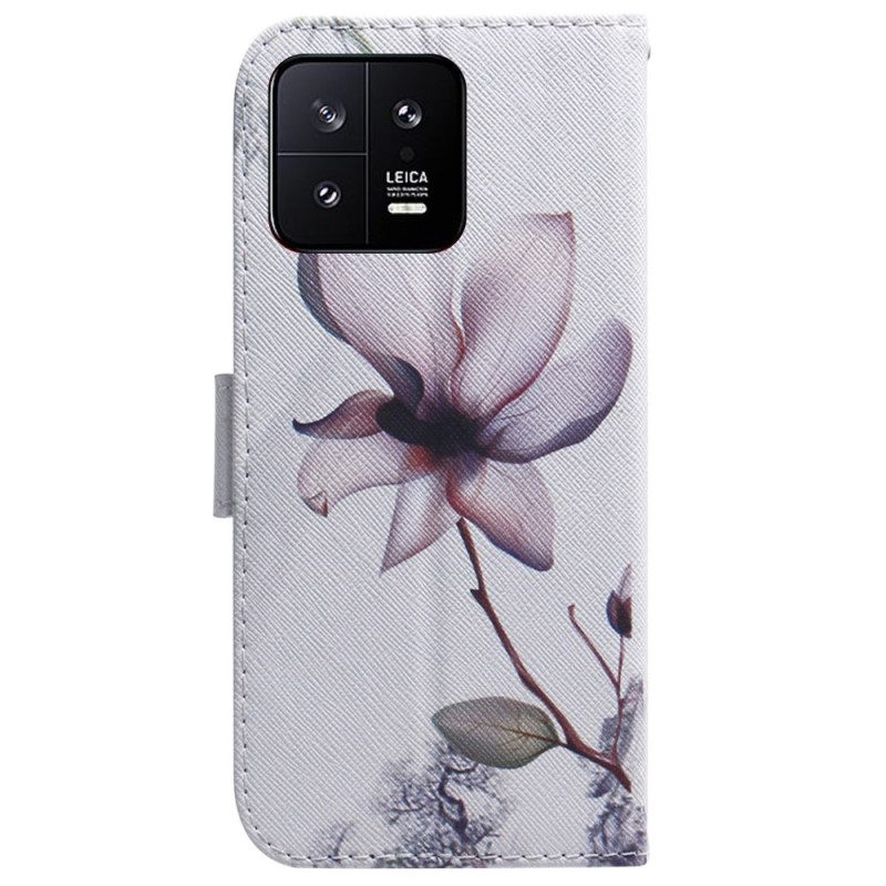 Flip Case Für Xiaomi 13 Mit Kordel Riemchen-rosenblume