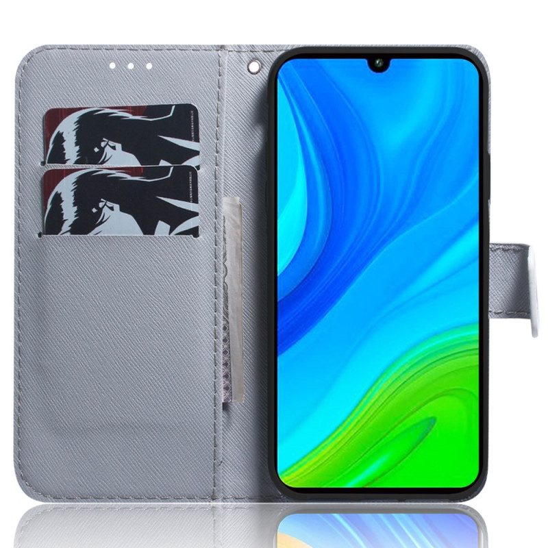 Flip Case Für Xiaomi 13 Mit Kordel Riemchenweißer Tiger