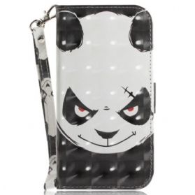 Flip Case Für Xiaomi 13 Mit Kordel Wütender Panda Mit Schlüsselband