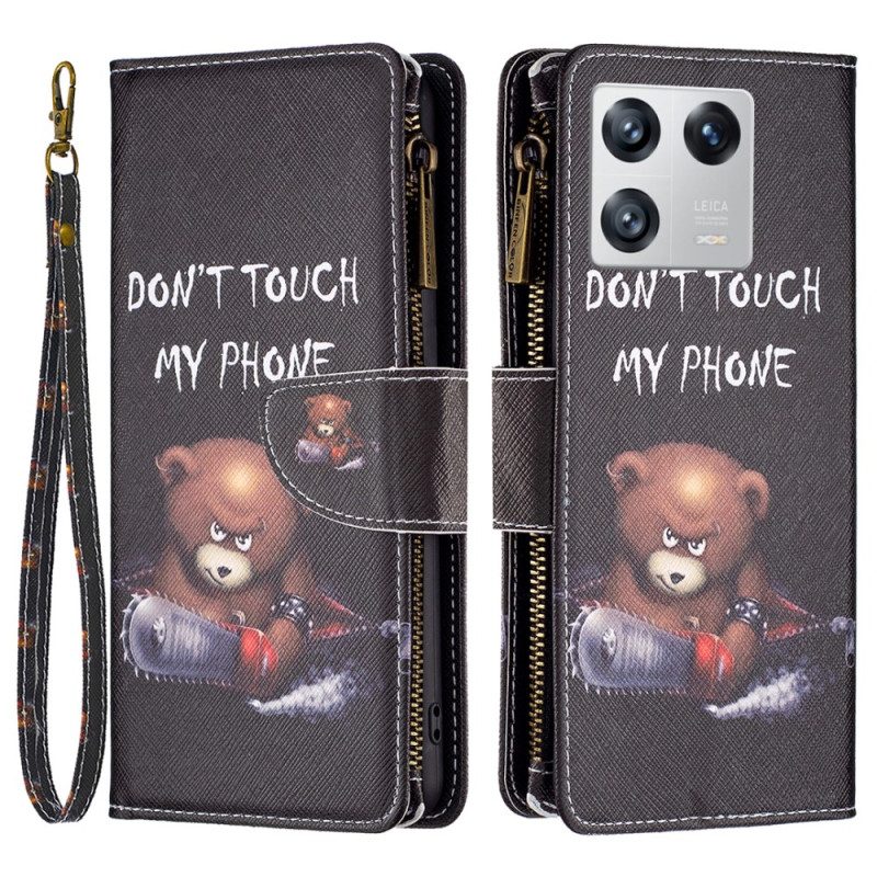 Lederhüllen Für Xiaomi 13 Reißverschlusstasche Dangerous Bear