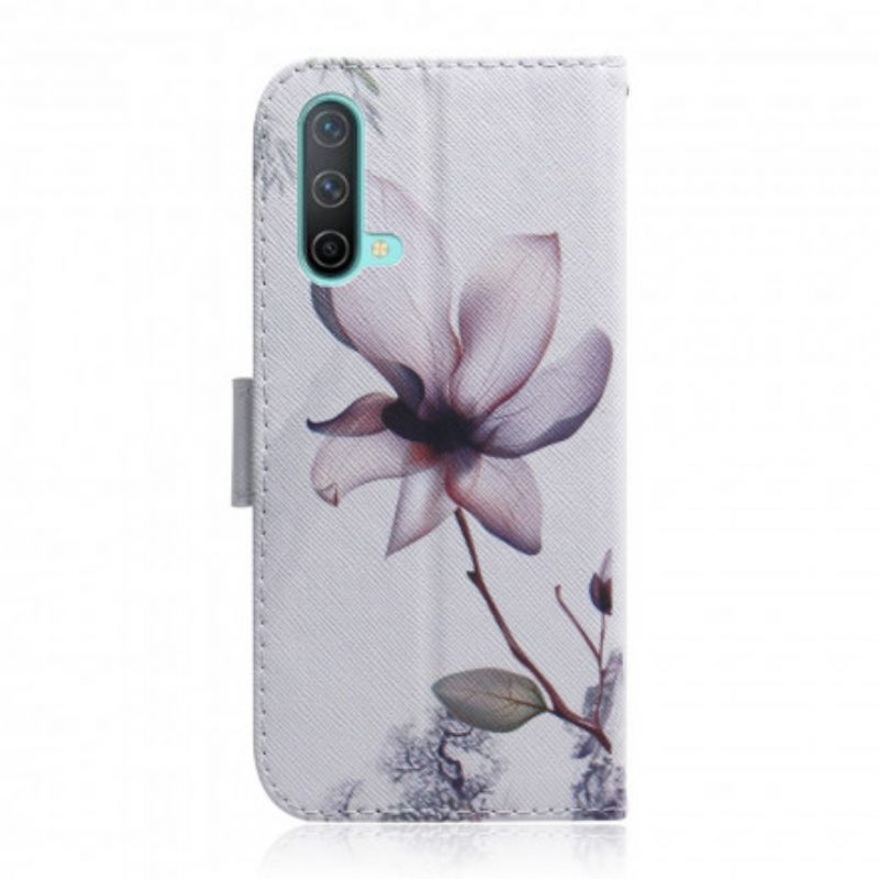 Flip Case Für OnePlus Nord CE 5G Blume Staubiges Rosa