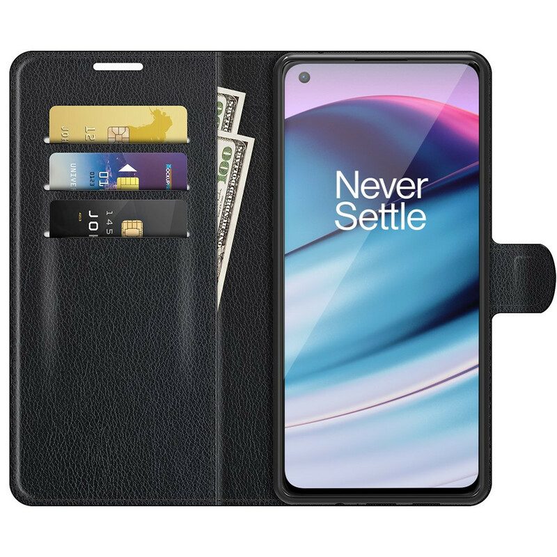 Flip Case Für OnePlus Nord CE 5G Klassischer Litschi-effekt