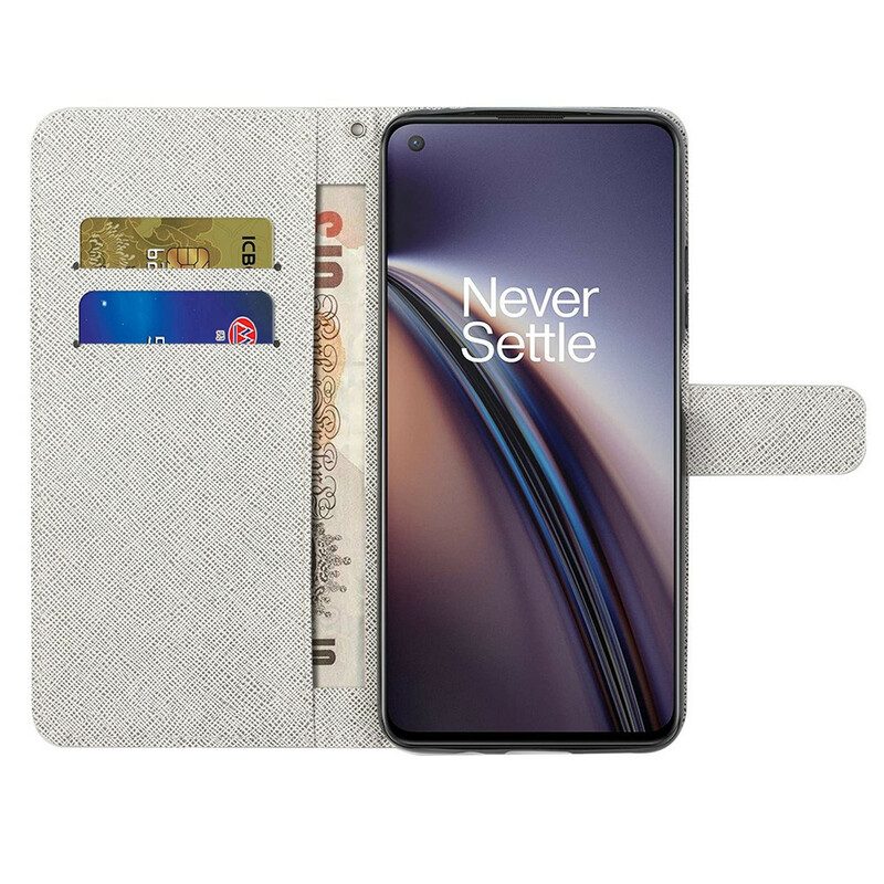 Flip Case Für OnePlus Nord CE 5G Mit Kordel Riemchenlibellen